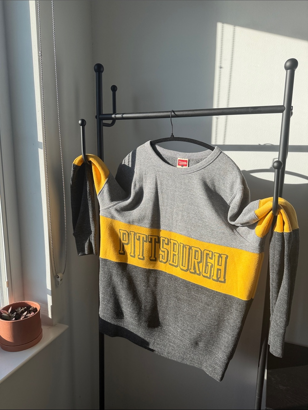 HOMAGE Gray & Yellow Pittsburgh Colorblock Crewneck Sweatshirt